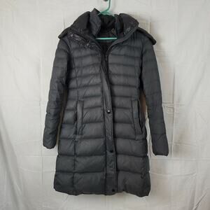 Andrew Marc‎ Womens Gray Long Sleeve Hooded Long Puffer Jacket Size Small